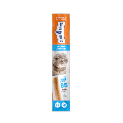 CLUB 4 PAWS PREMIUM MEATY STICK: SOMON VE MORİNA BALIĞINDAN OLUŞAN KEDİLER İÇİN TAMAMLAYICI MAMA