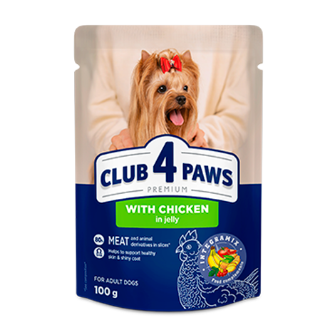 CLUB 4 PAWS PREMIUM “JÖLE İÇİNDE TAVUK ETLİ” YETİŞKİN KÖPEKLER İÇİN KOMPLE YAŞ KÖPEK MAMASI
