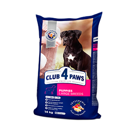 CLUB 4 PAWS PREMIUM “TAVUKLU”. BÜYÜK IRK YAVRU KÖPEKLER İÇİN KOMPLE KURU KÖPEK MAMASI
