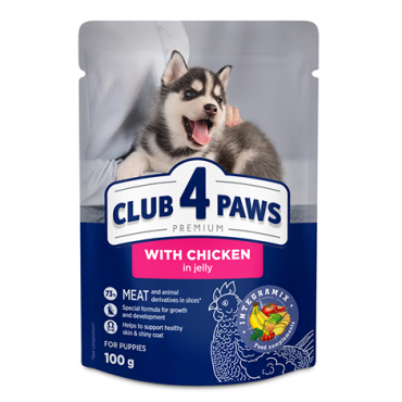 CLUB 4 PAWS PREMIUM “JÖLE İÇİNDE TAVUK ETLİ” YAVRU KÖPEKLER İÇİN KOMPLE YAŞ KÖPEK MAMASI