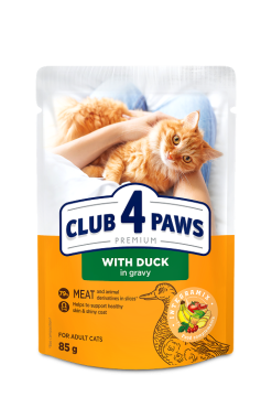 CLUB 4 PAWS PREMIUM "SOS İÇİNDE ÖRDEK ". YETİŞKİN KEDİLER İÇİN TAM KONSERVE MAMA
